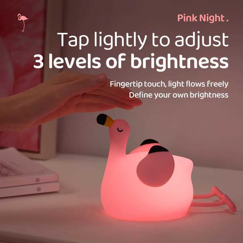 Kawaii Animal Led Table Lamp Toddler Night Light Silicone Kids Toy Gifts Bedroom Bedside Desk Room Decor Rechargeable Mood Light M251118