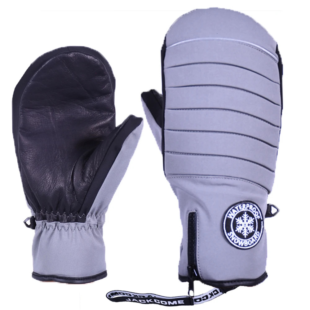 JACKCOME Warm Sport Gloves Waterproof Winter Gloves Goat Leather Palm Ski Gloves Windproof Snowboard Mittens 251112