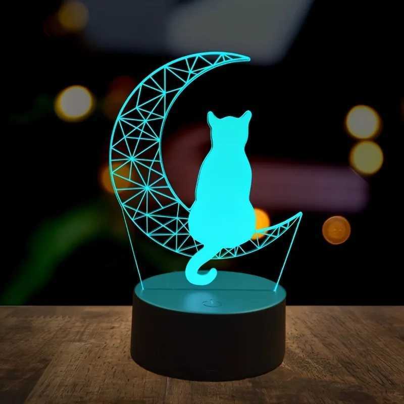 1PC Mooncat 3D night light USB table lamp bedroom living room atmosphere light festival birthday gift night light M251118