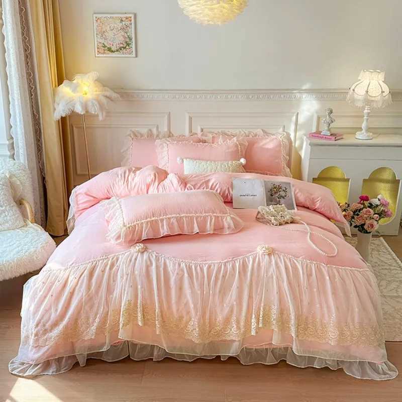 2025 French high-end bed cover washed cotton four-piece set skin-friendly washed cotton fabric delicate to the touchM251118