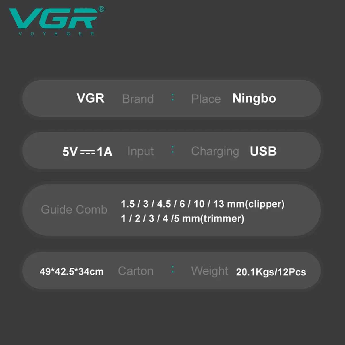 VGR Barber Professional Barber Electric Shaver Portable Facial Shaver Cordless Barber Trimming Set V-694W250422