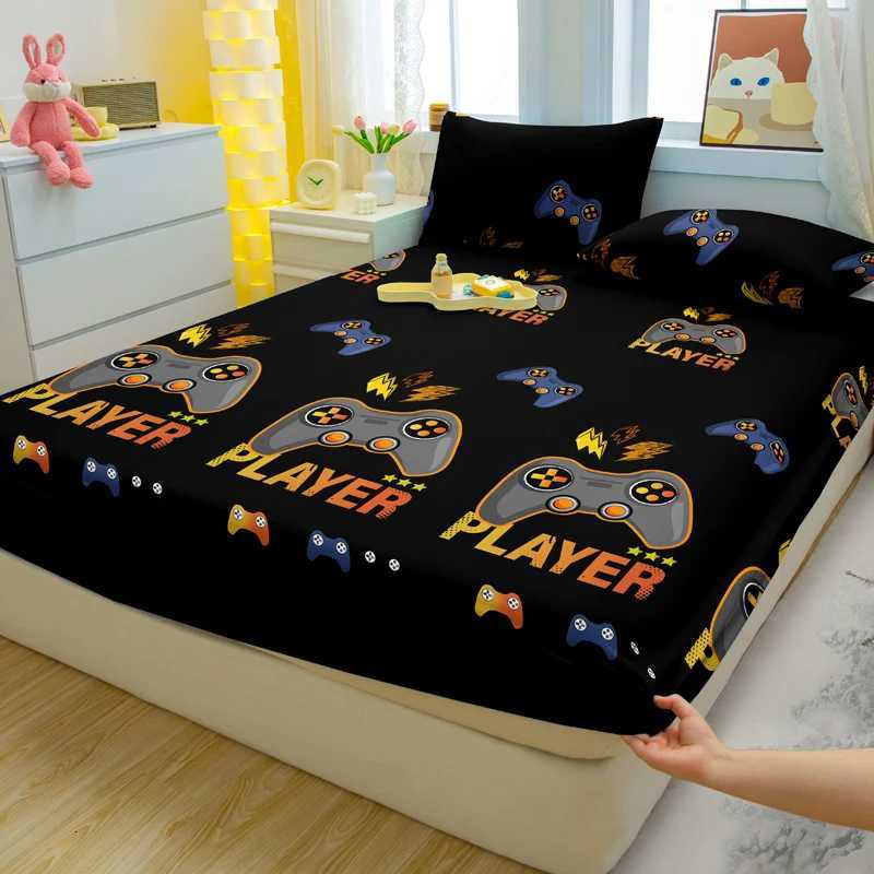 3-piece cartoon fun game pattern matte three piece fitted sheet set bedroom printed bed cover set beddingM251118