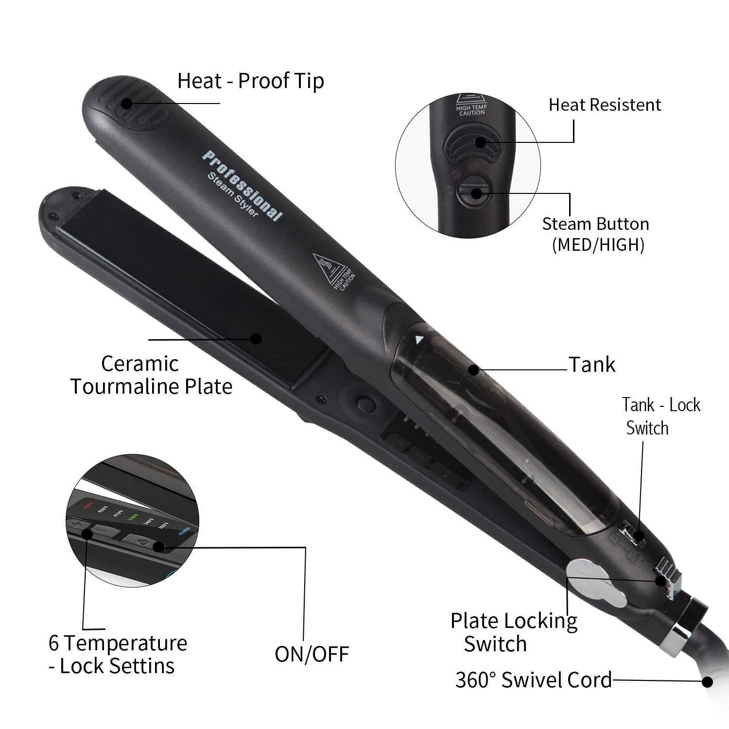 Professional Steam Hair Straightener 450 F Fast Heating Tourmaline Ceramic Flat Iron Argan Oil Treatment Hair Care Tools W250610