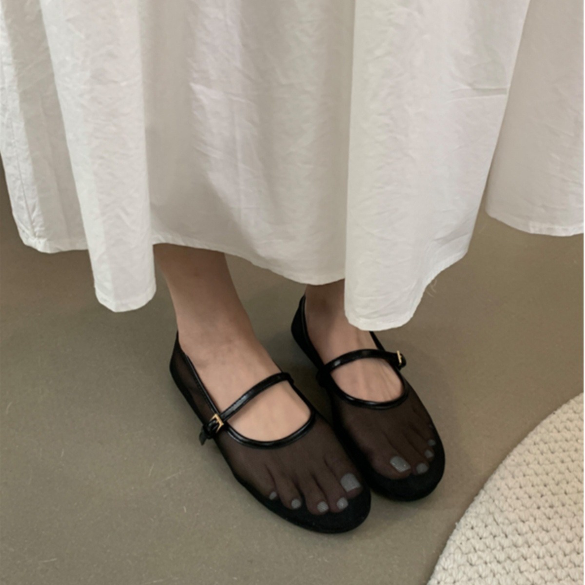 2025 new Autumn Women Mesh Fabric Ballet Flat Fashion hurenlakeshoes Shallow Elastic Band Ladies Comfort Soft Sole Mary Jane Shoes