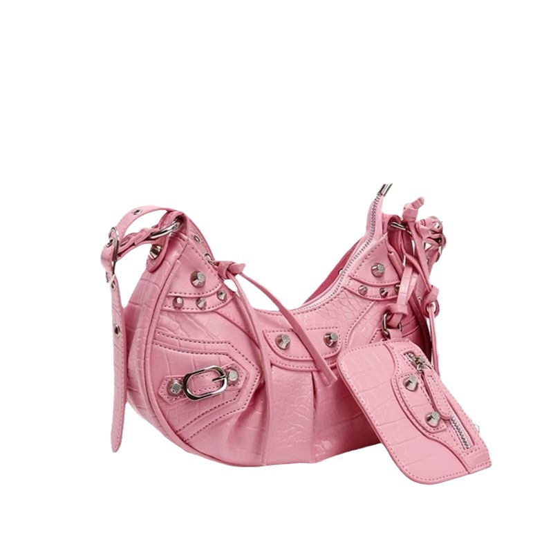 New motorcycle bag rivet tassel bag pleated bag punk style underarm bag fashionable high-end single-shoulder women's bag