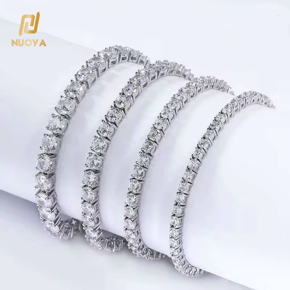 Laboratory cultivation of Moissanite 3/4/5MM Iced Out Diamond Tennis Bracelets Gold Silver Plated Brass Man Zircon Cubic Zirconia Tenis Bracelets for 