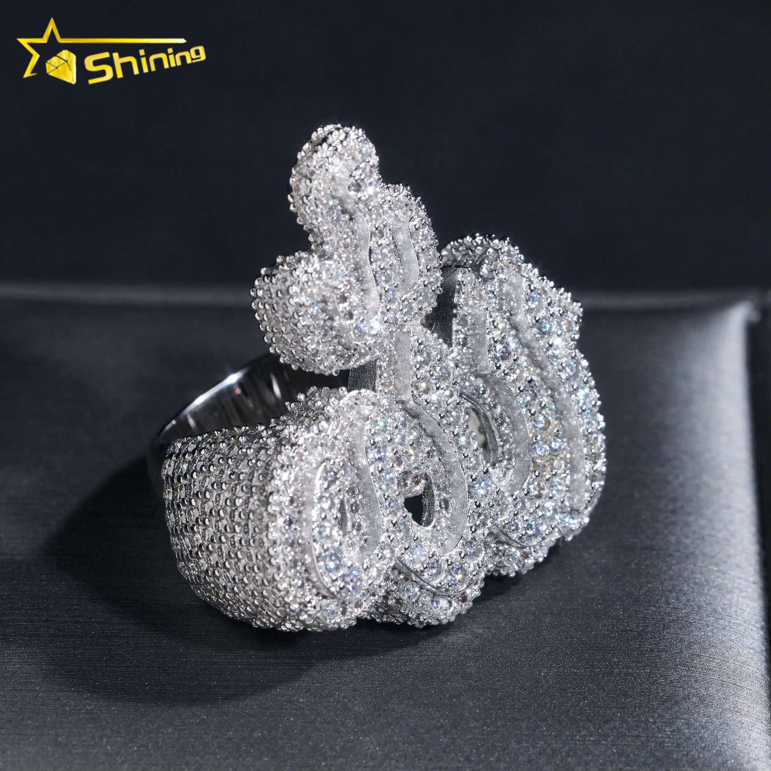 GRA Pass Tester Sterling Sier Gold Plated Hip Hop Jewelry New Style VVS Dia Moissanite Men Ring Allah