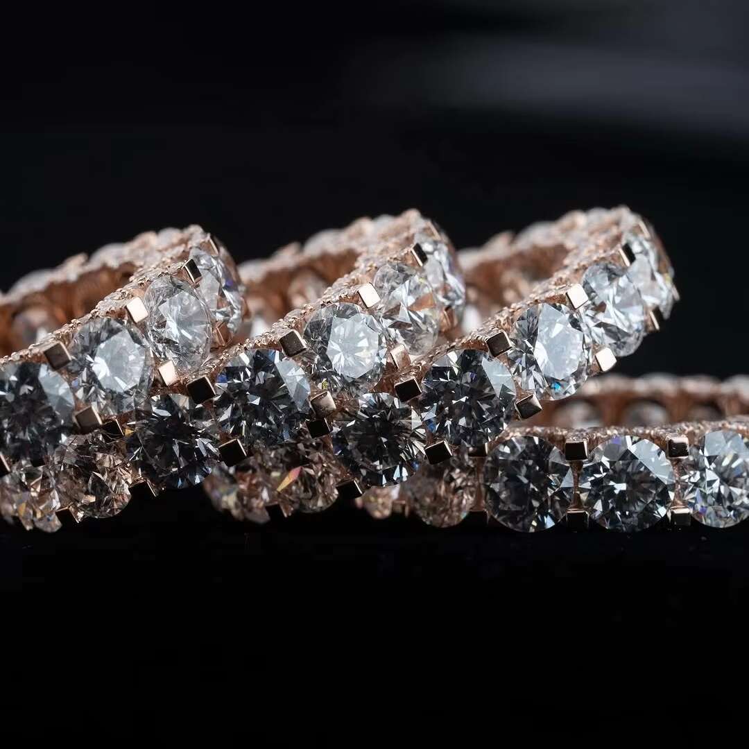 10K Solid Rose Gold 50 Pointers Side Iced Lab Grown Dia CVD Eternity Ring Band for Men