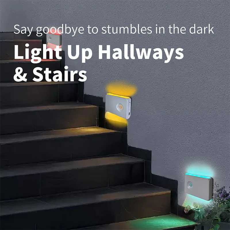 Motion Sensor Wall Lamp Magnetic Night Light Type-C Charging Warm/RGB Light Wireless Cabinet Lights for Indoor Closet Stair M251118