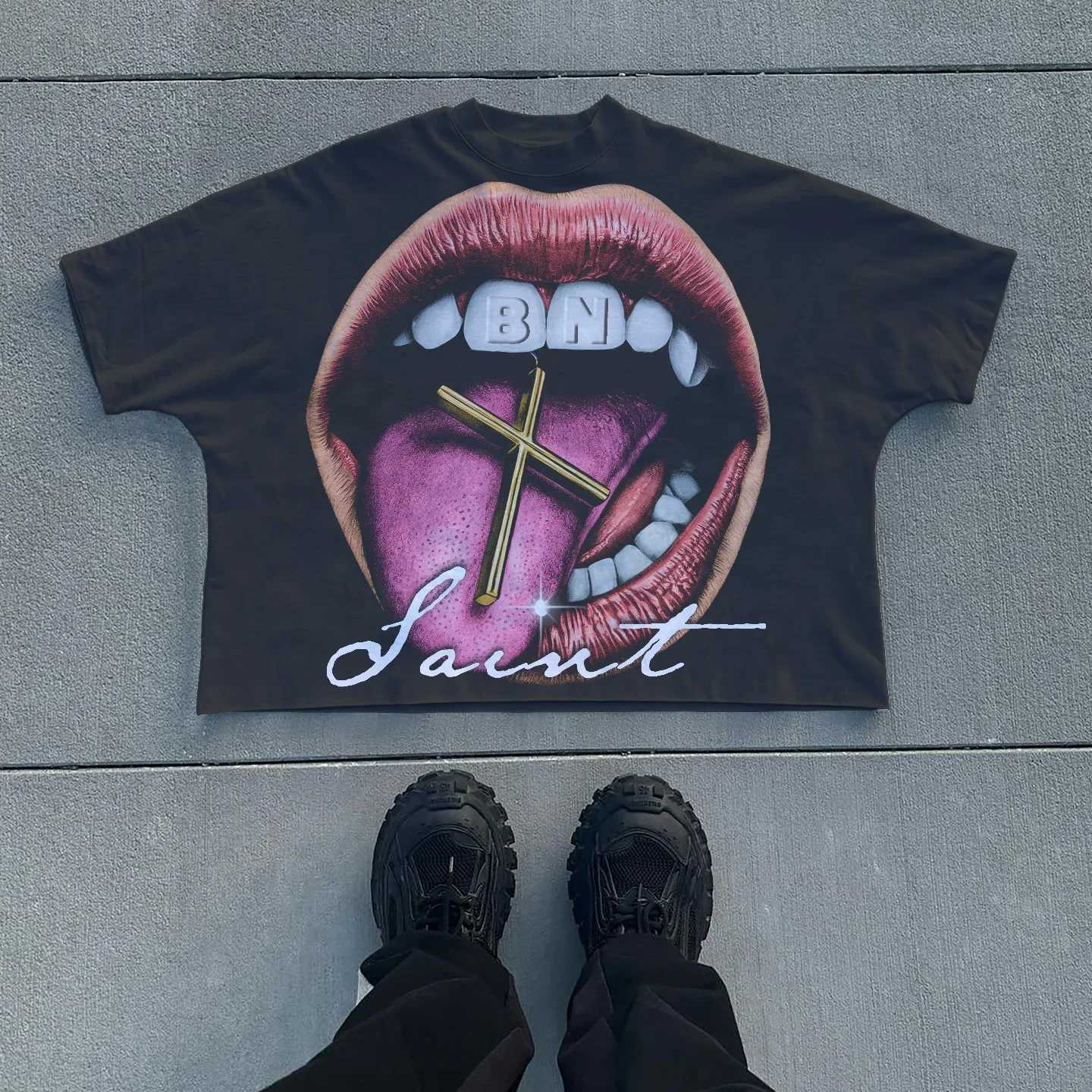 Hip Hop Goth Cropped Slves Summer Oversized T Shirt Casual Y2k Men Clothing Oversized Printed Graphic T Shirts Strtwear TopsC250418