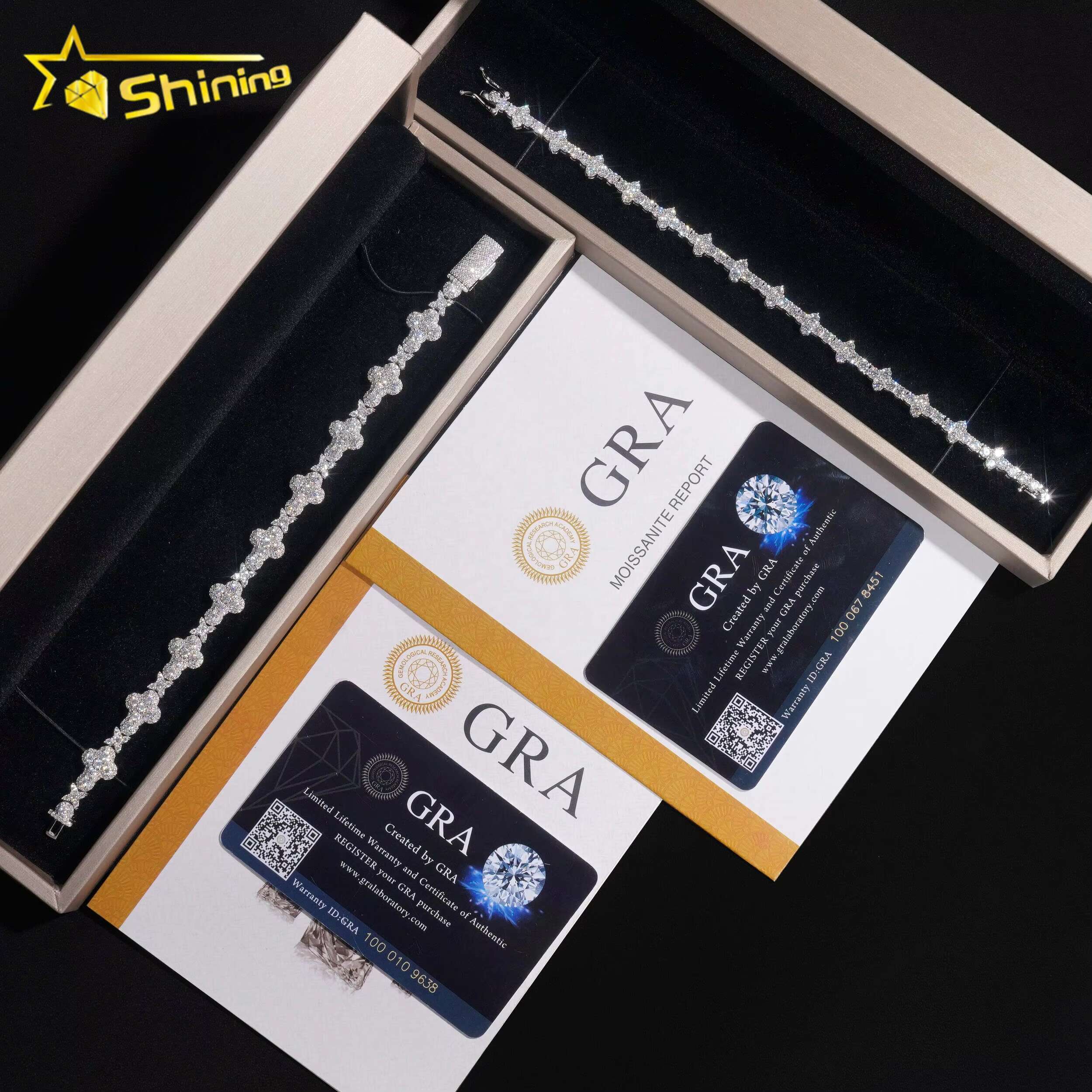 Style 3mm Tennis Fashion White Gold Sterling Sier VVS Moissanite Dia Iced Out Star Cross Link Bracelet