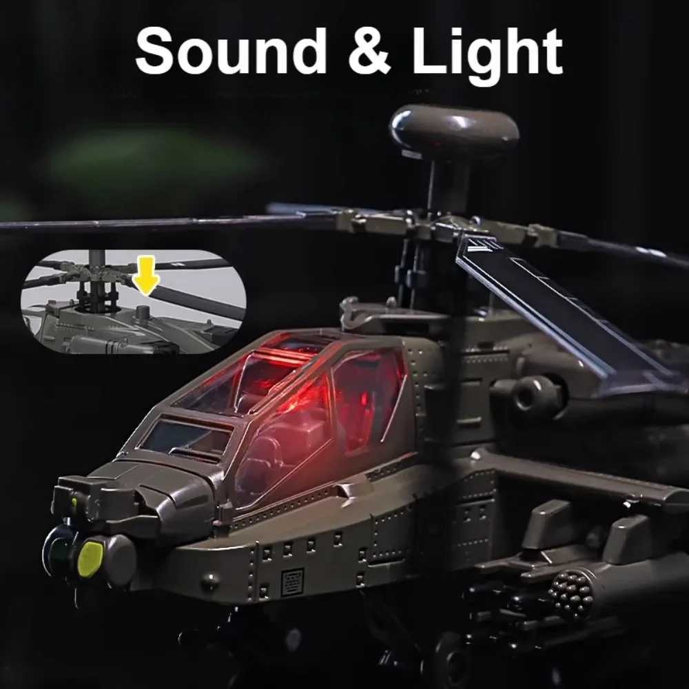 132 Scale AH-64 Airplane Model Toy Car Alloy Diecast Rotatable Propeller Sound Light Fighter Vehicle Models for Kids Gifts C251118