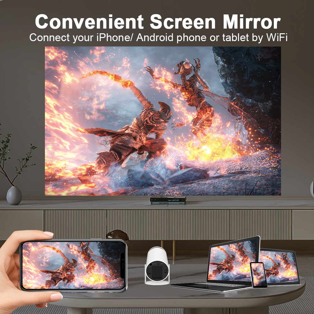 Projector HY300 PRO 4K Android 12 Dual Wifi6 180ANSI Allwinner H713 BT5.0 1080P 1280*720P Home Cinema Outdoor Projetor