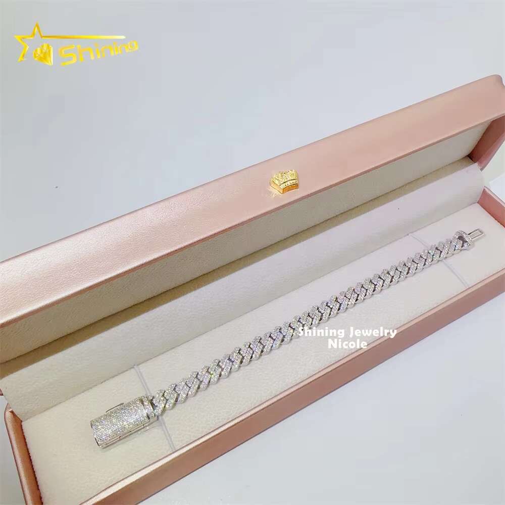 Wholesale Price Best Quality Sier Custom Necklace Jewelry 8mm 10mm Iced Out Moissanite Cuban Link Chain