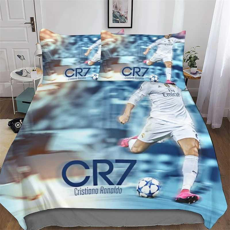 Duvet Cover Ronaldo 3D Kids Boys Girls Duvet Cover Soft Bedspread 2/3 Piece Set With Zipper Closure Soft Microfiber King SizeM251118