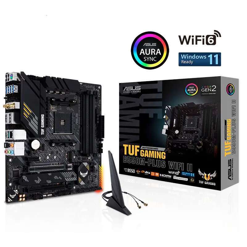 ASUS TUF GAMING B550M-PLUS(WIFI)II AMD B550 (Ryzen AM4) Micro ATX Gaming Motherboard dual M.2 10 DrMOS power stages Wi-Fi 6