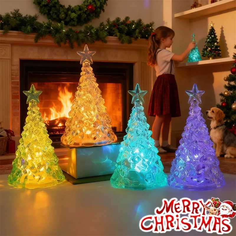 Christmas Night Light Mini Christmas Tree Design Crystal Clear Decor Festive Tabletop Decor M251118