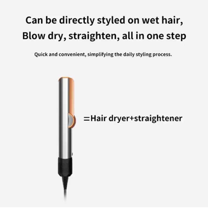 2-in-1 professional straightener and hair dryer heated straightening iron for home and travel use W250418