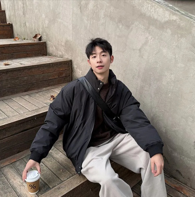 Y2K Autumn And Winter American Fashion Double Zipper Solid Color Warm Oversize Down Jacket Mens Harajuku Couple Casual Coat 250210