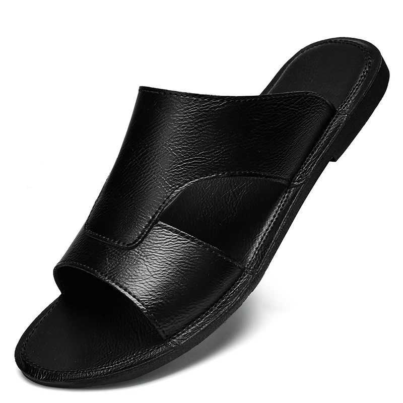 Leisure Walking Sandals Mens Summer Peep-toe Flats Youth Beach Slippers Non-slip Male Half Drag Ultra-light Soft-Soled SlidesC250418