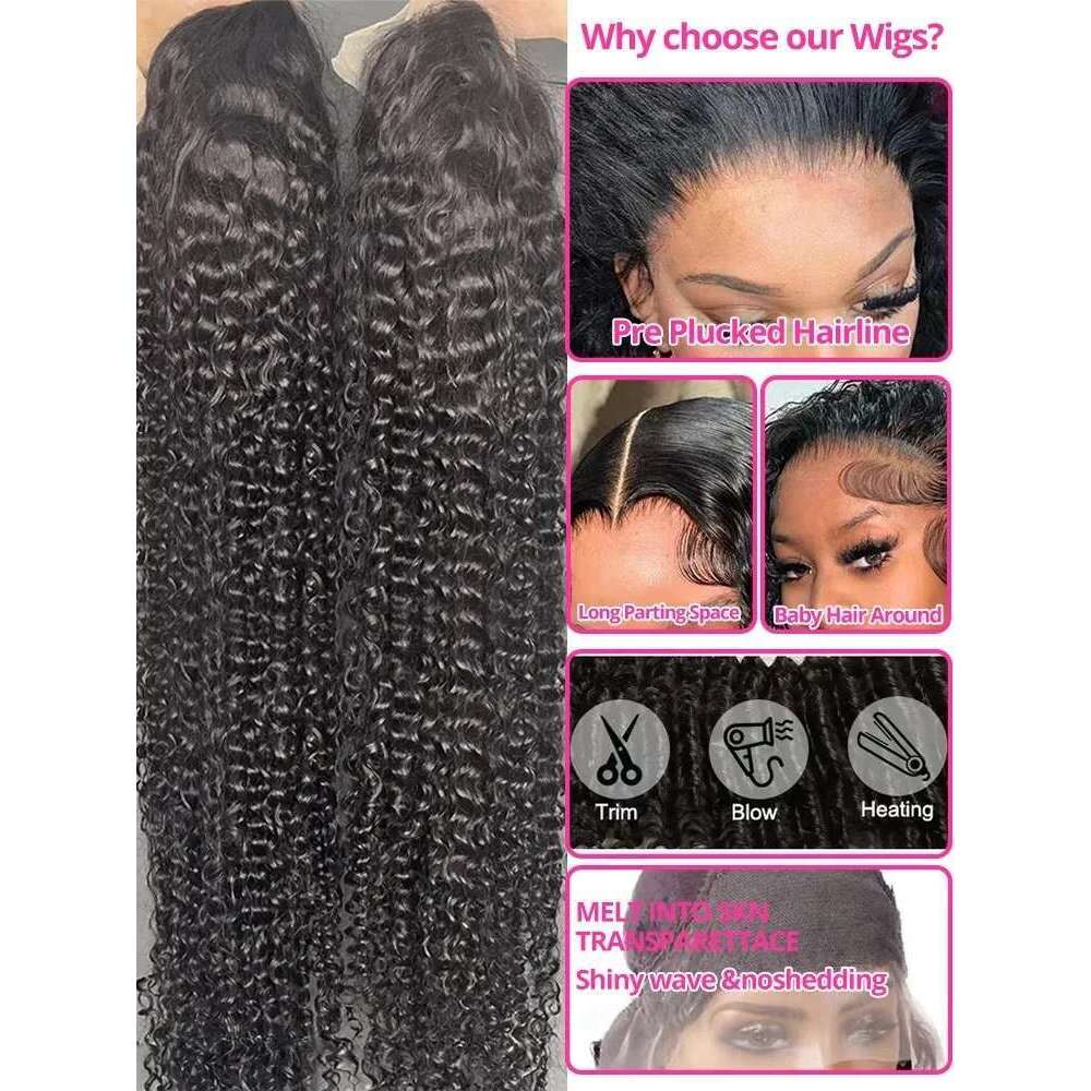 Deep Wave 13X6 HD Frontal Human Hair 30 40 Inch Curly Wigs 13X4 Lace Front Wig Indian For Black Women Raw 250 Density