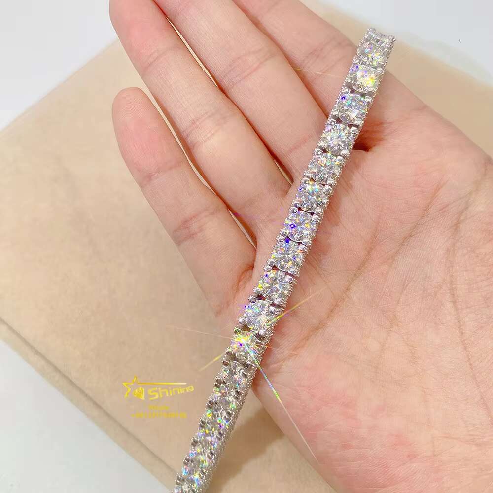 Hip Hop Jewelry Factory Price Iced Out Gra Vvs Moissanite 6.5mm Gold Plated Tennis Chain Bracelet