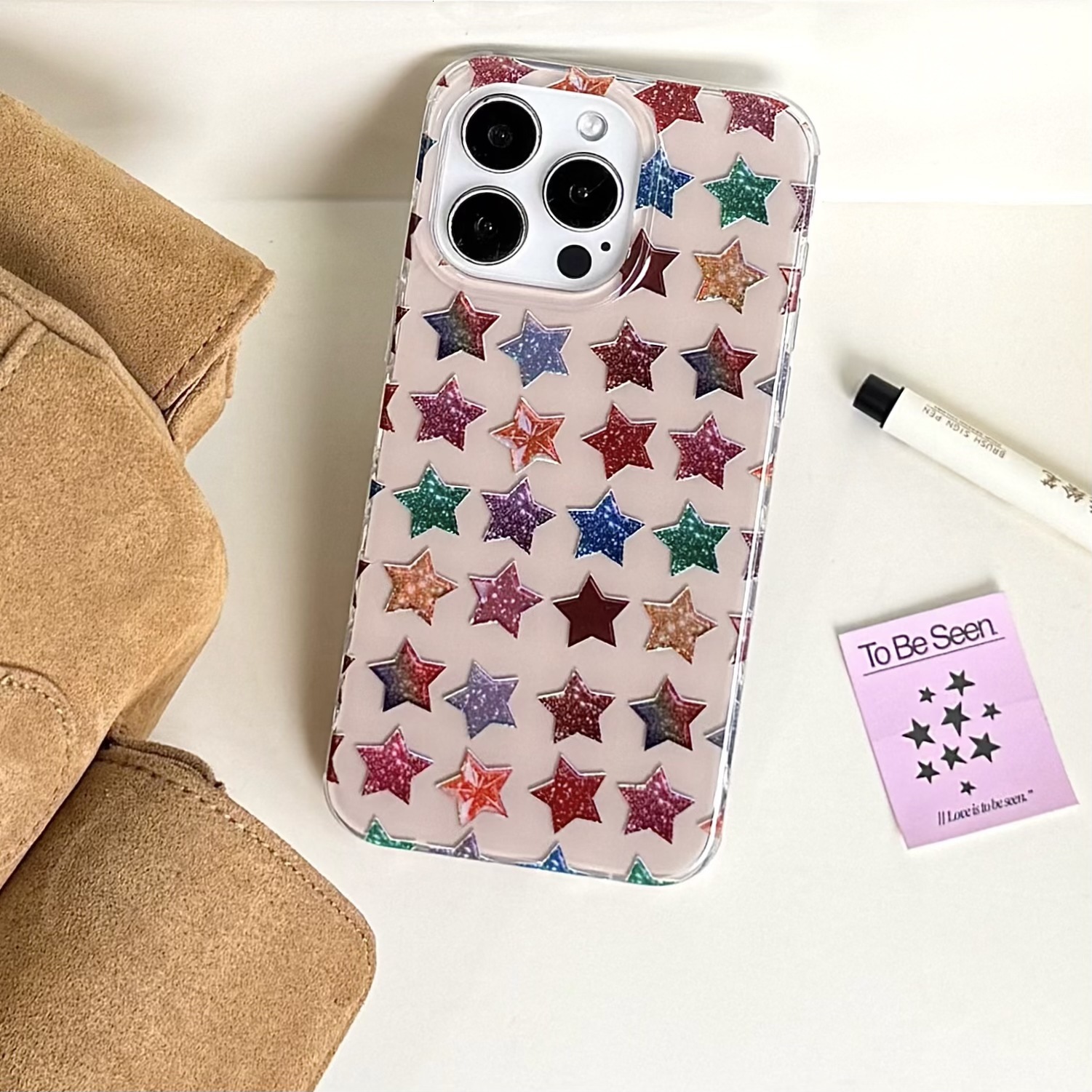 Full Screen Colorful Stars Phone Case Compatible iPhone 17 Pro Max New Model with Hand Strap Protective Case iPhone 16/15/ Pro