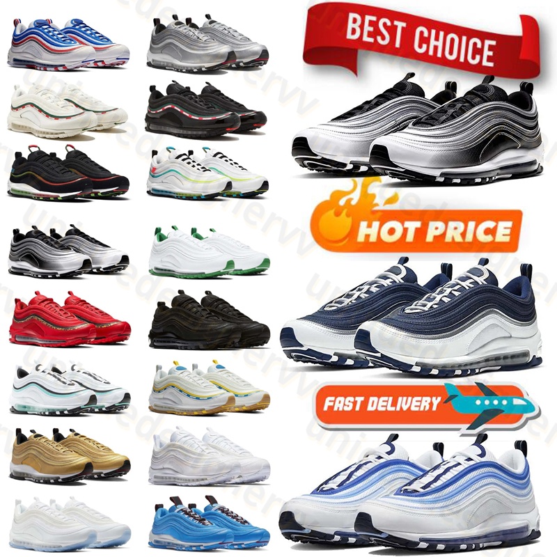 Designer shoes 97 Running Shoes Men Women 97s Pink Sneakers Triple black white World Wide Silver Cherry Picnic Gym Running shoes Sneakers