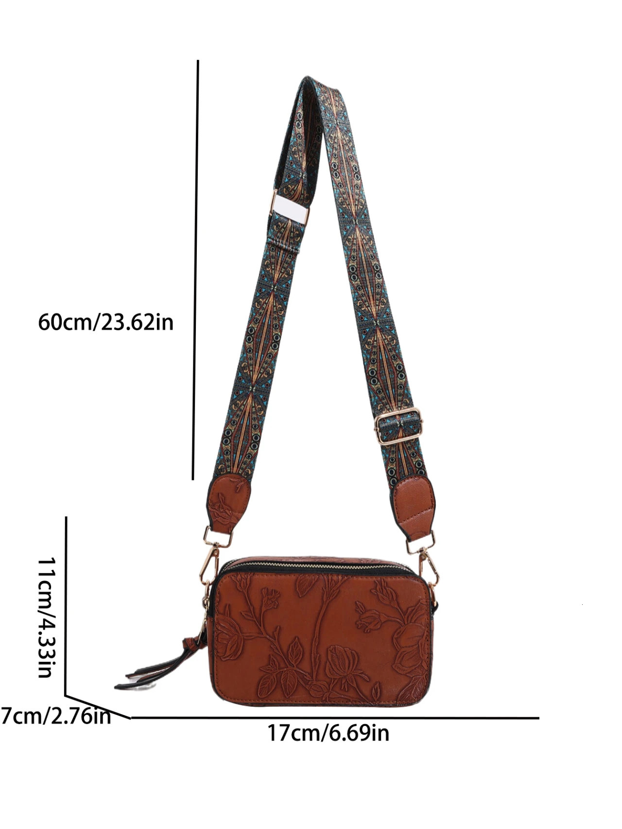 Retro Embossed Craft Camera Bag Womens Wide Shoulder Strap Oblique Shoulder Bag 250417
