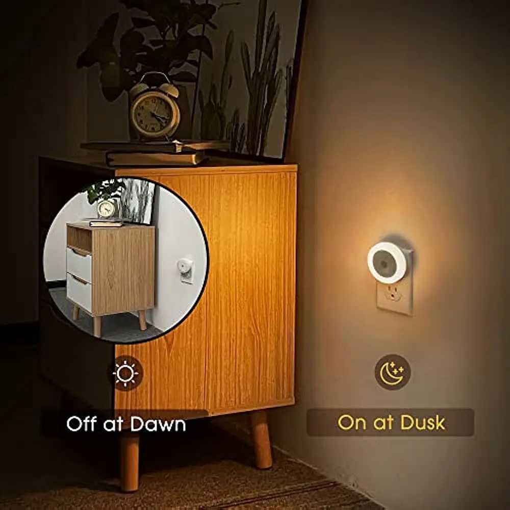 New LED Night Lamp EU US UK Plug Smart Light Control Round Energy-Saving Bedside Wall Lights for Home Hallway Pathway Hot Sales M251118