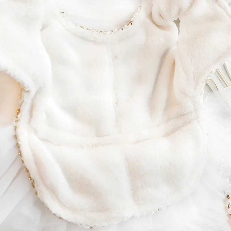 luxery Fur Patchwork Mesh Dress Autumn Bow Sweater Coat Cat Princess Fluffy Winter Skirt Pearl Lace Small Dog Teddy Bear Pet C251118 H260129