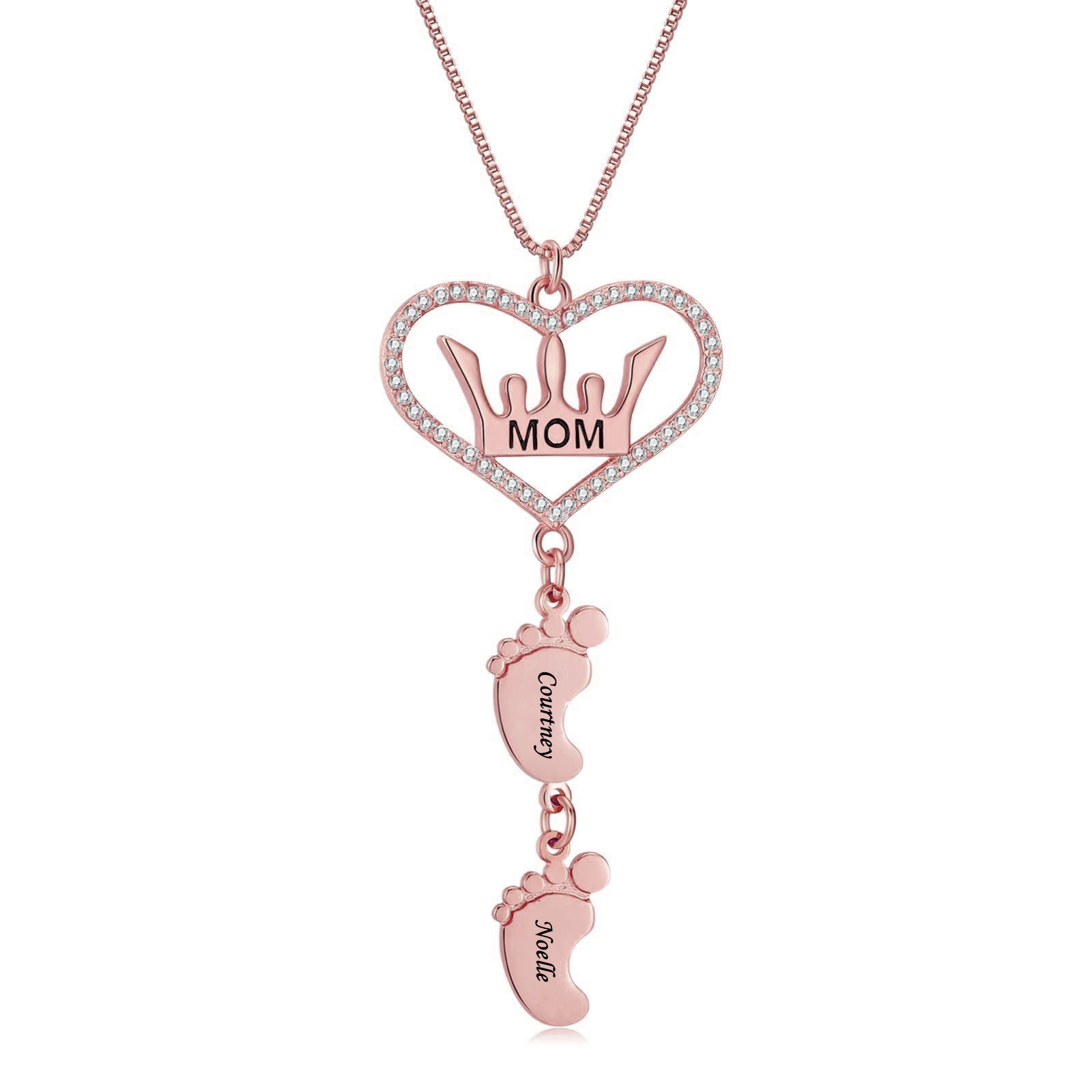 Exquisite Heart Crown Dia Necklace - Adjustable Personalized Footprint Pendant, DIY Gift Women, Trendy Collarbone Jewelry for Birthdays/Anniversaries