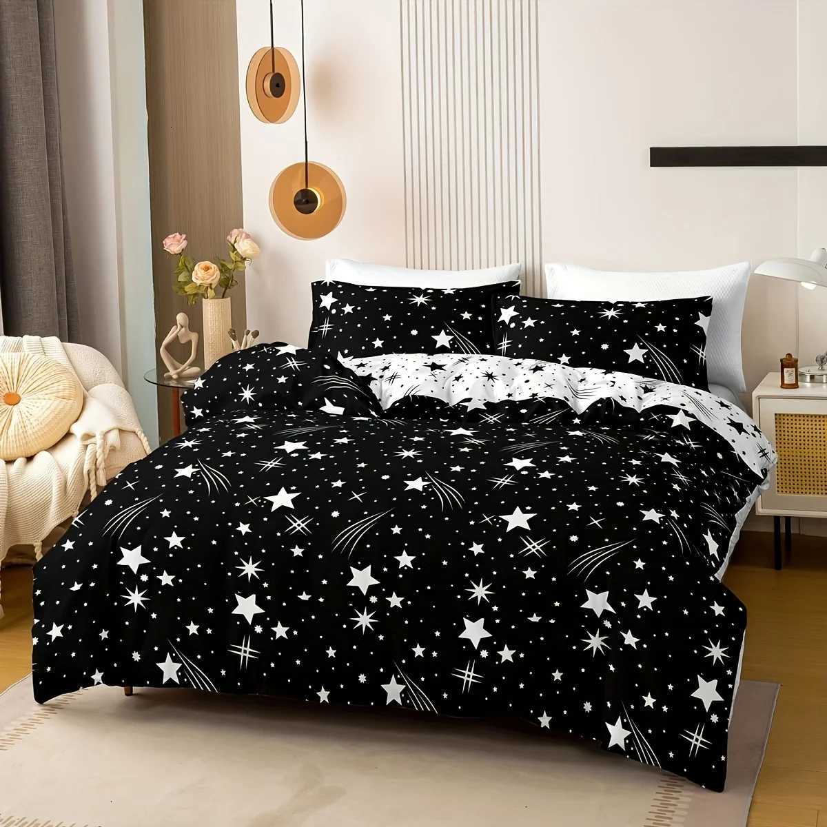 3pcs Meteor Print Duvet Cover Set Includes 1 Duvet Cover And 2 cases No Filler Soft Comfortable BeddingM251118