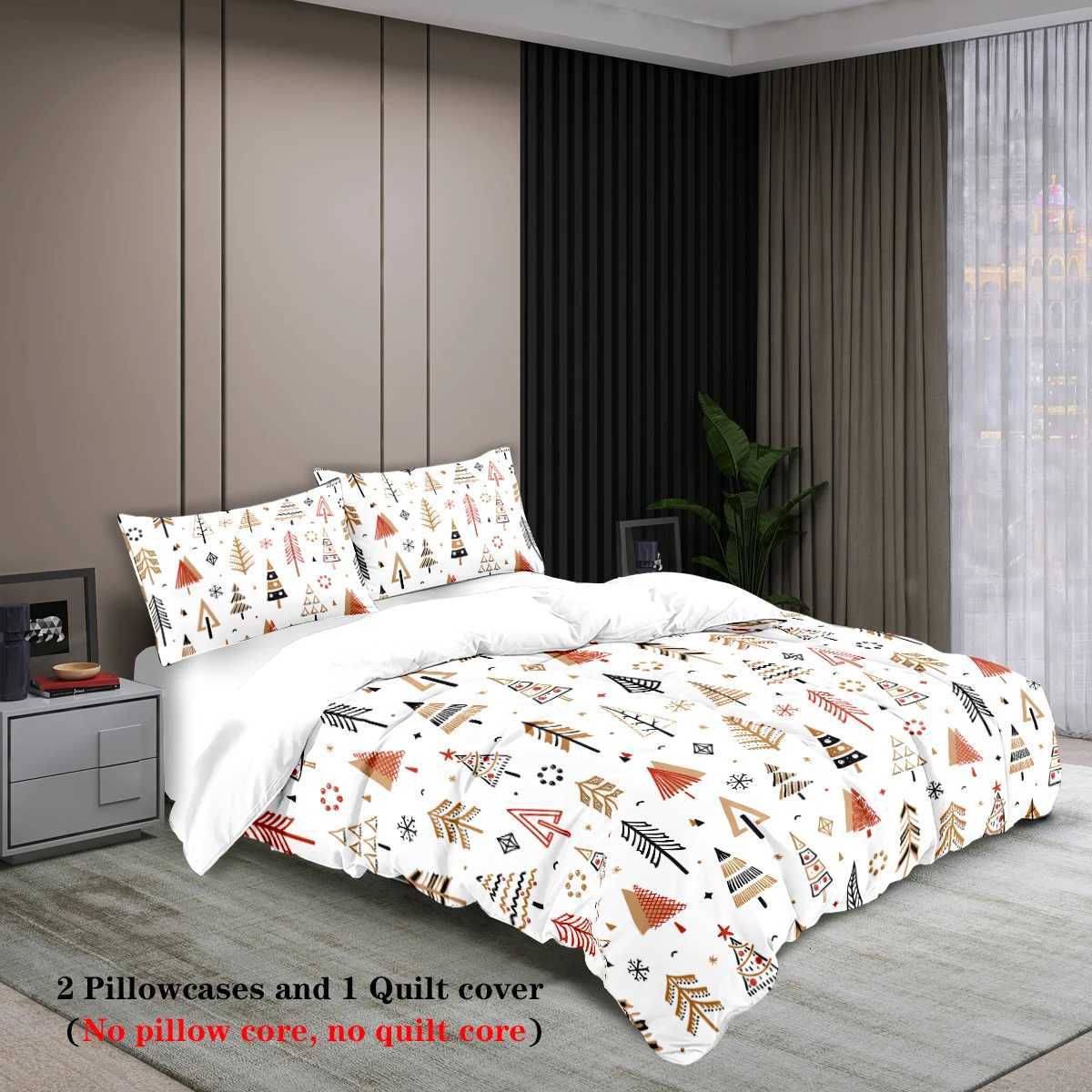 3-piece Christmas themed Christmas tree pattern print 1 duvet cover2 cases no core comfortable bedding setM251118