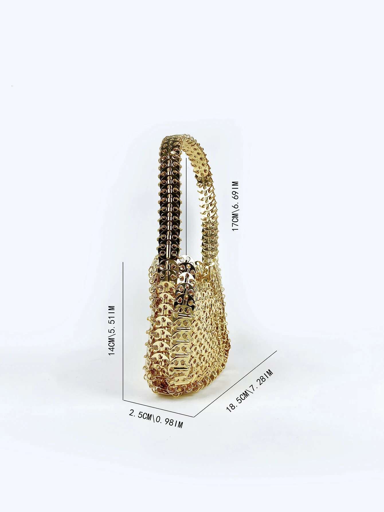 Hot selg fashion Korean version gold aluminum sheet, niche, high-quality, temperament, versatile woven handbag