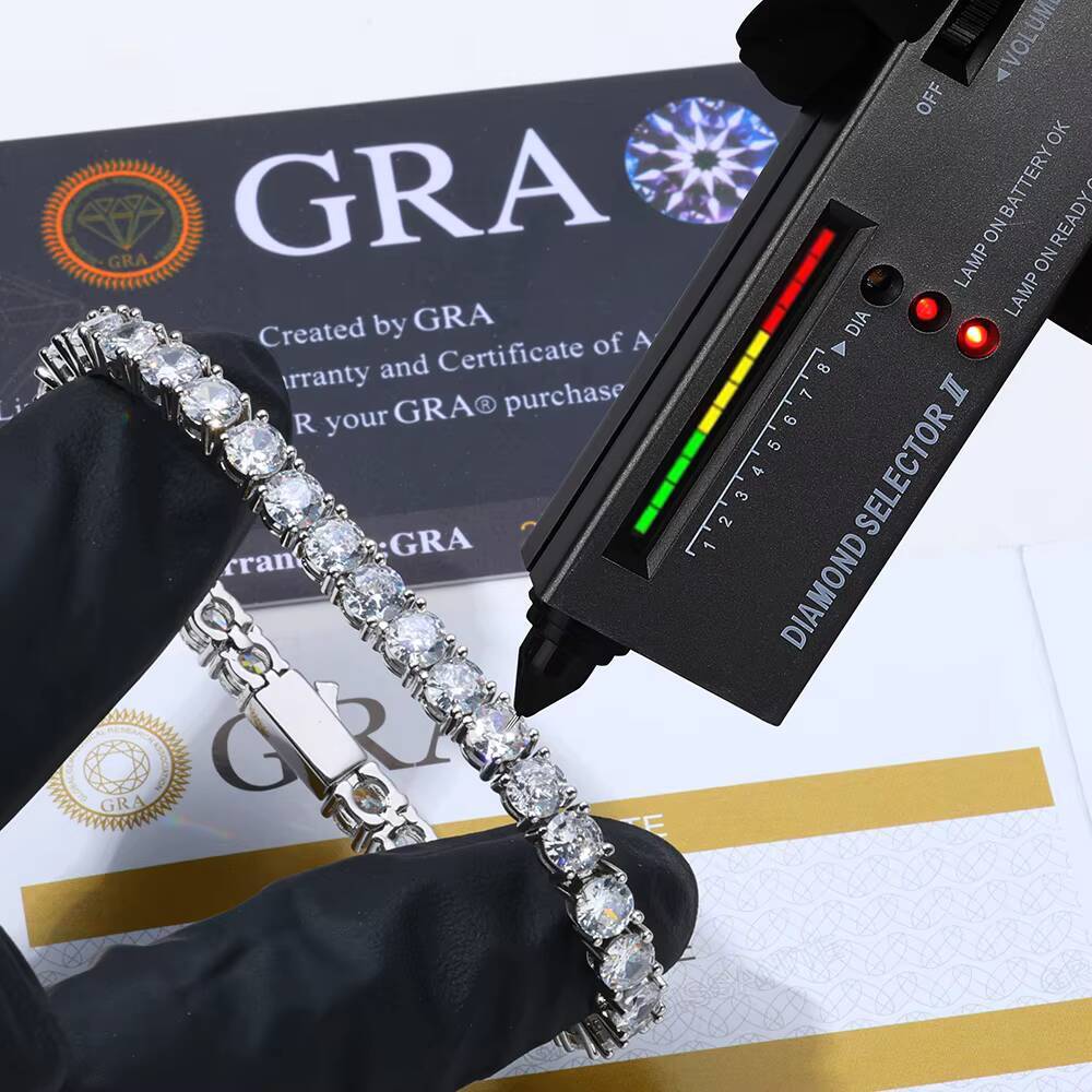 Laboratory cultivation of Moissanite Tennis Chain Necklace 925 Silver Iced Out Round Cut Pass Diamond Tester Tennis Chain Womens Fine Jewelry Gift