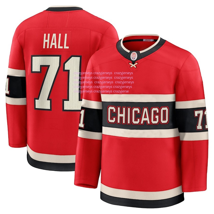 Best seller custom your name number personalize hockey jersey Chicago BEDARD 98 HALL 71 FOLIGNO 17 JOnes4