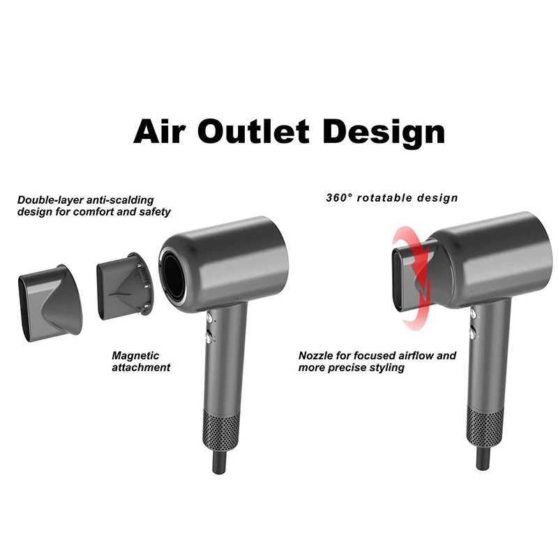 High Speed Hair Dryer Negative Ion Professional Quick-drying Low Noise Household Electric Cold Hot Air Hair Dryer With DiffuserT251118