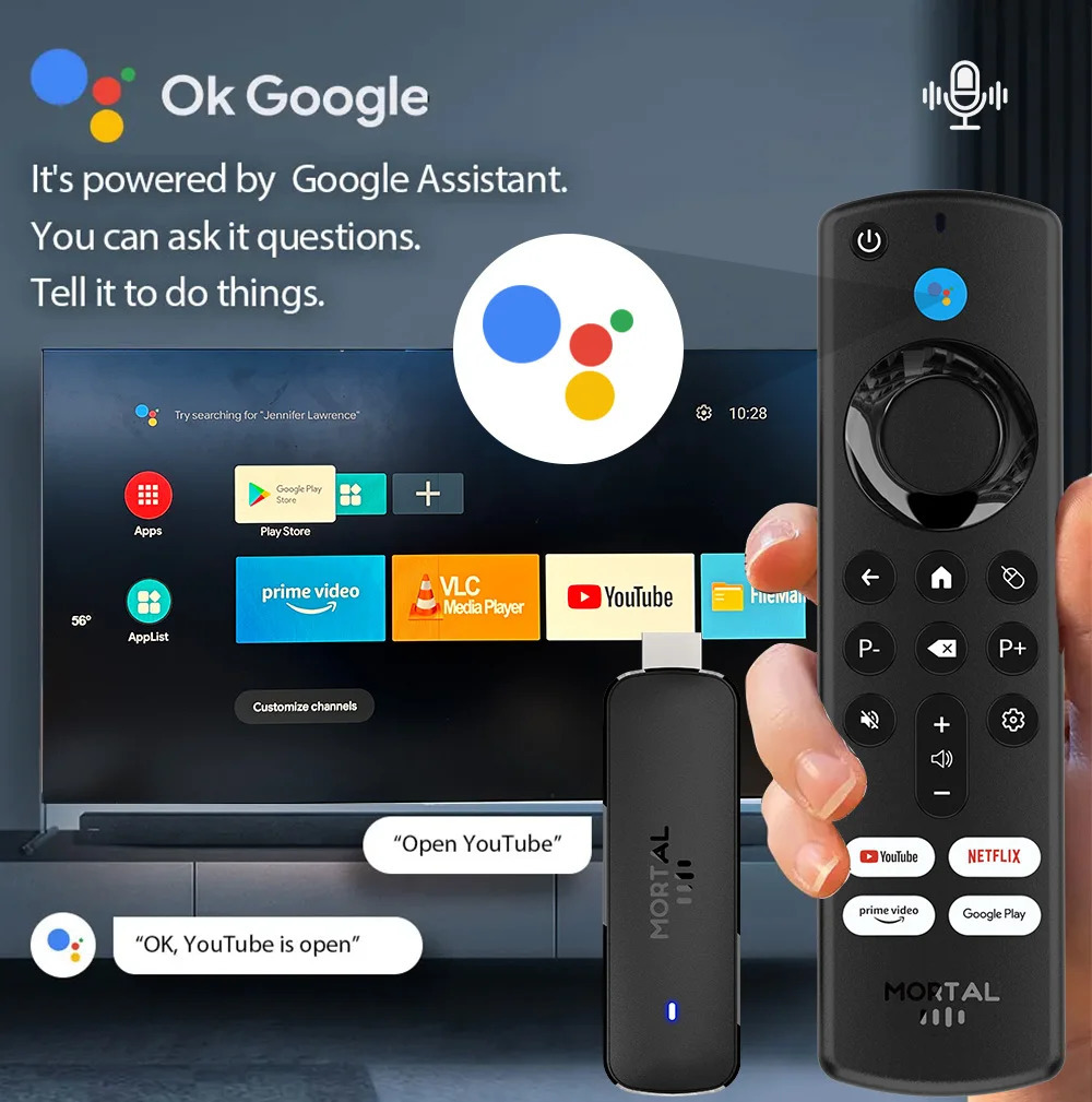 Global Version Android14 TV Stick Home Theater Allwinner H313 Mortal Q8 Support 4K60fps Wifi6 Bluetooth Voice Remote Live TV 251114