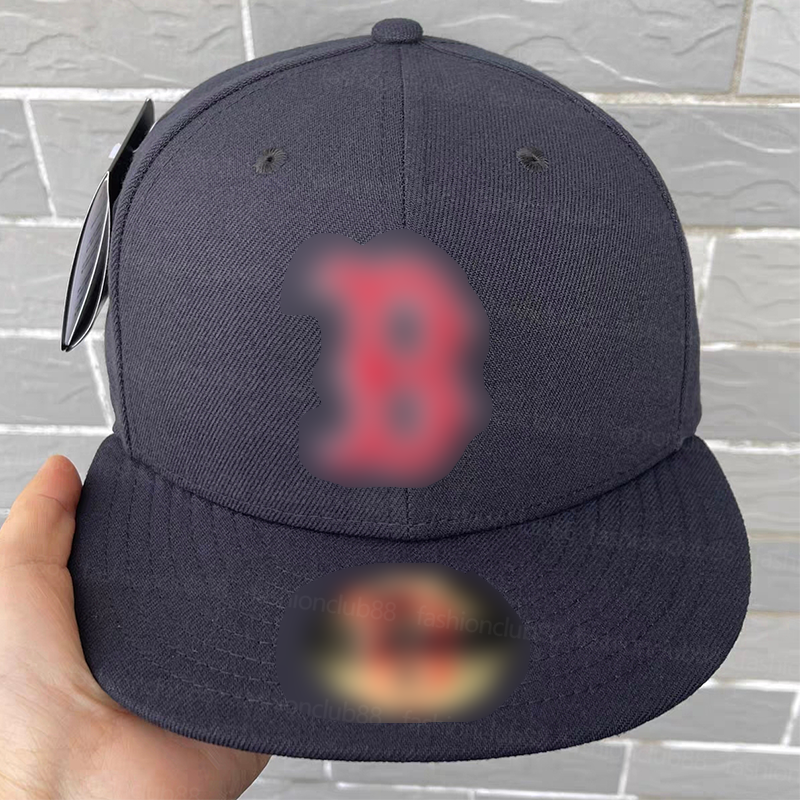 MLB red sox Flat Brim Hat - Non Adjustable Closed Back Baseball Cap Unisex Street Fashion Sun Protection Hat