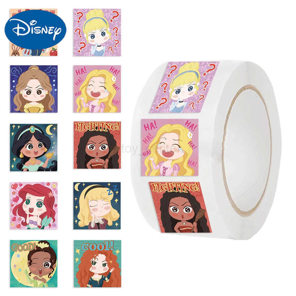 Disney 500pcs/roll Cute Cartoon Disney Princess Reward Stickers Kawaii Anime Kids Decals Decoration Laptop Phone Sealing Label Sticker W20250418 W2025