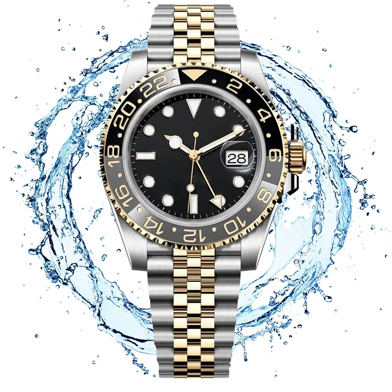 AAALuxury watches mens automatic mechanical ceramics watches 40mm full stainless steel Gliding clasp Swimming wristwatches sapphire luminous watch montre de lux