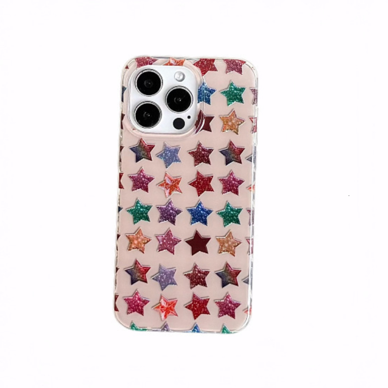 Full Screen Colorful Stars Phone Case Compatible iPhone 17 Pro Max New Model with Hand Strap Protective Case iPhone 16/15/ Pro
