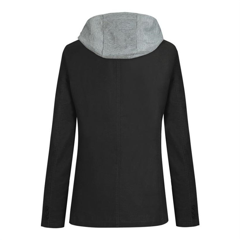 Spring and Autumn Style Detachable Hooded Slim Fit Cotton Small Suit Fake Two-Piece Plus Size Mens Single Piece Fat Man Suit 201201