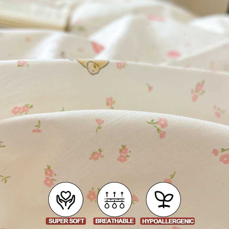 Cherry Printed Duvet Cover Set 100 Cotton Bedding Set 1 Duvet Cover 2 casesBreathable Ultra-Soft Machine WashableM251118