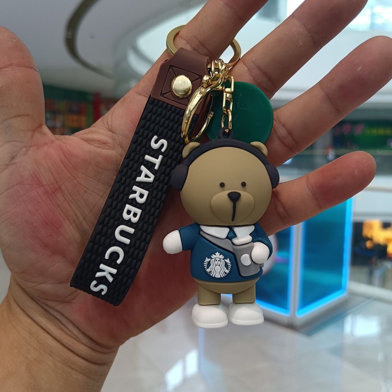 Free shipping Keychains Lanyards Starbucks Bear Keychain Cartoon Exquisite Car Keychain Doll Bag Pendant fashion simple