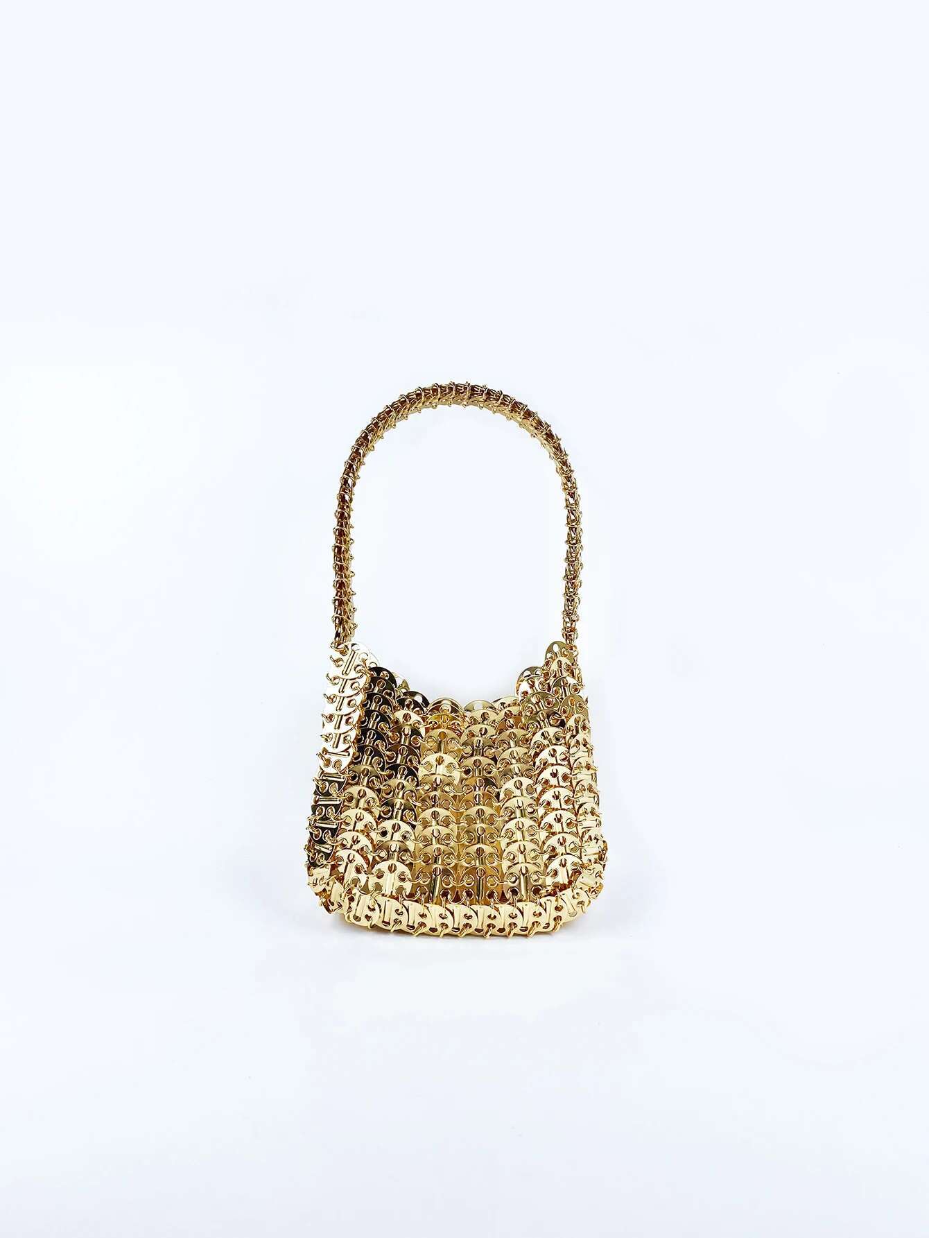 Hot selg fashion Korean version gold aluminum sheet, niche, high-quality, temperament, versatile woven handbag
