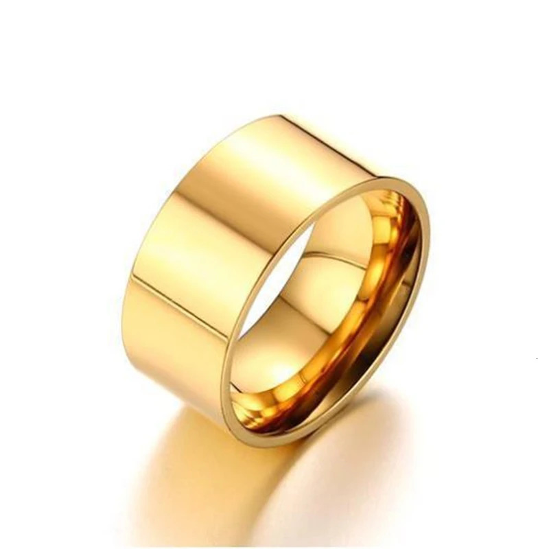 Fashion 8mm Wide Glossy Ring For MenWomen Rose Gold Color Stainless Steel Anniversary Party Ring Charm Jewelry Anneau Wholesale 250418