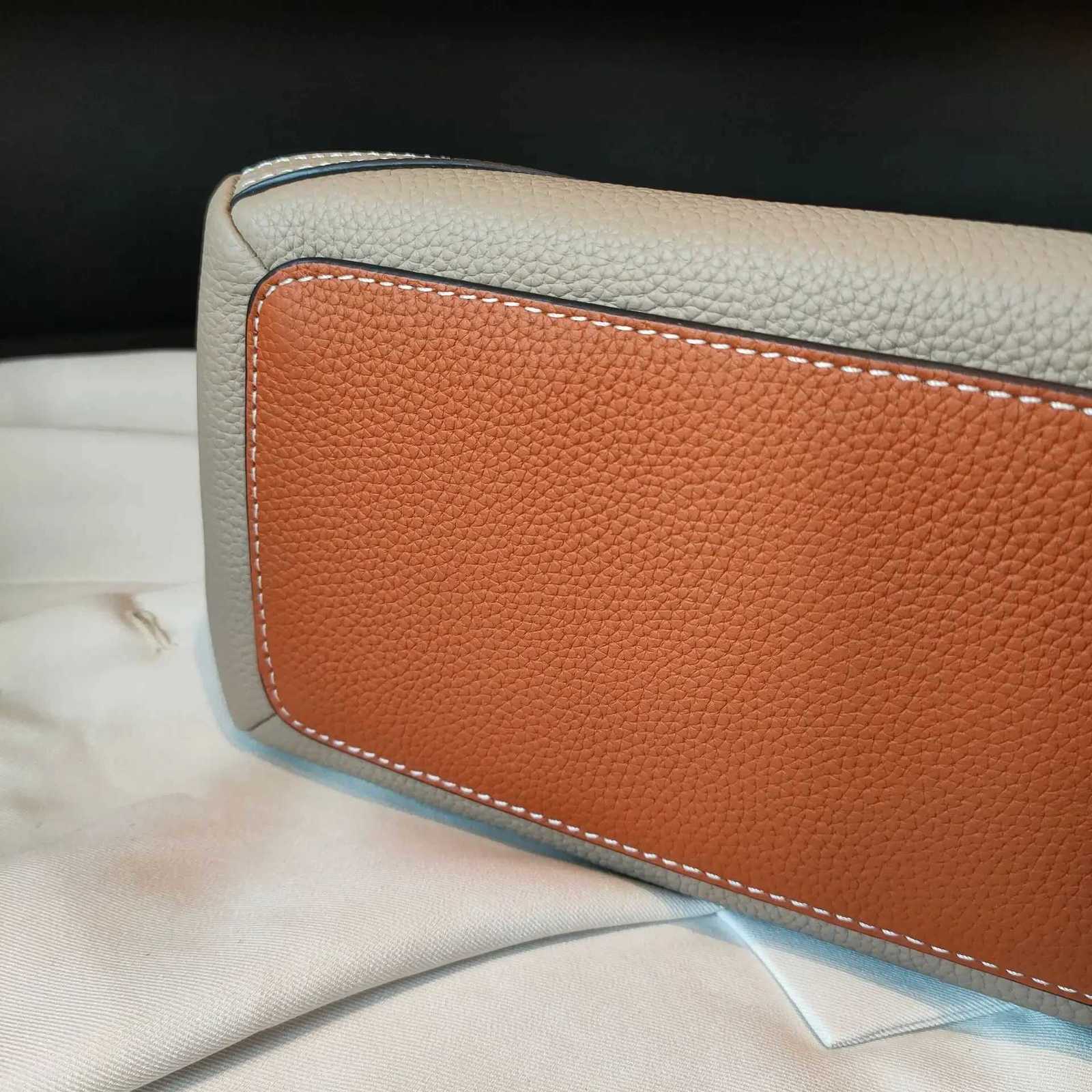 New Luxury Geometric Design Natural Togo Cow Leather Basket Tote Hit-color Big Capacity Womens Handbag Armpit Shoulder PurseW251118