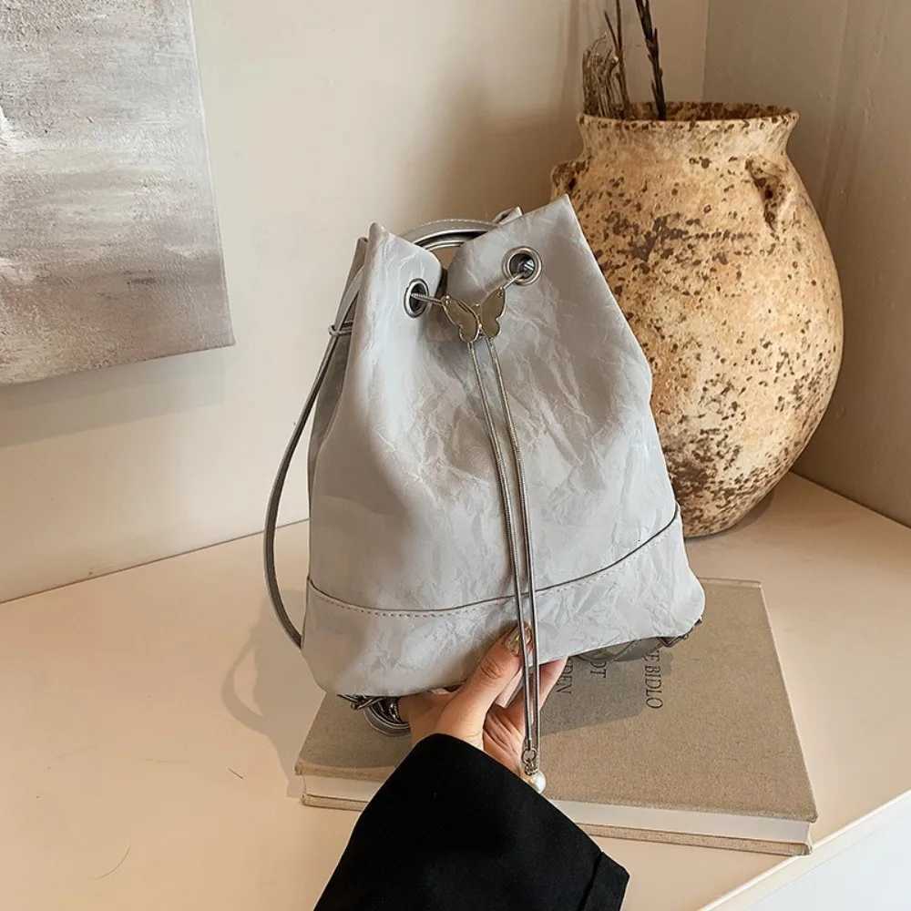 New Large Capacity Womens Backpack PU Leather Drawstring School Bag Adjustable Strap Travel Bag LadiesW251118